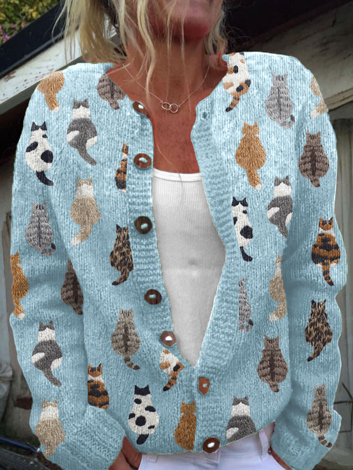 Sophie | Cosy Cat Print Cardigan