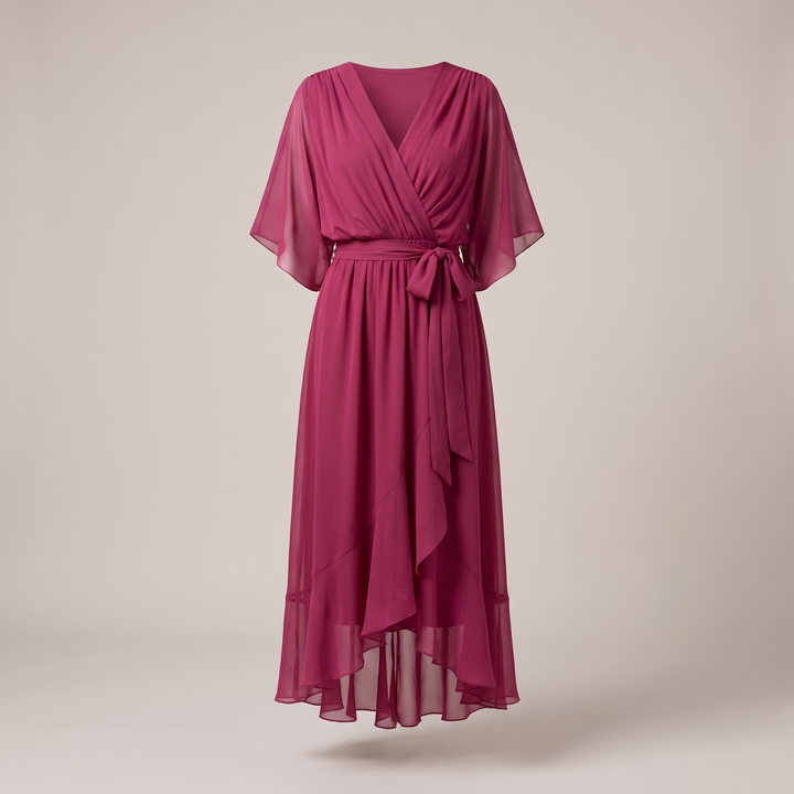 ANWEN V-NECK MIDI DRESS