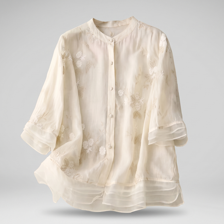 EMILY COTTON TOP WITH EMBROIDERED FLOWERS
