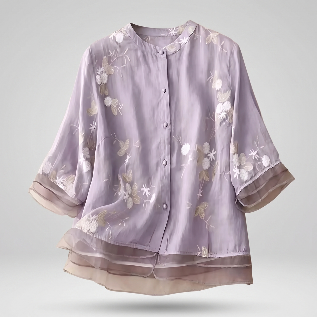 EMILY COTTON TOP WITH EMBROIDERED FLOWERS