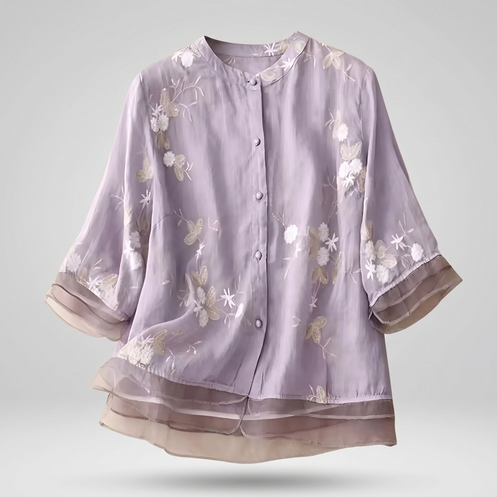EMILY COTTON TOP WITH EMBROIDERED FLOWERS