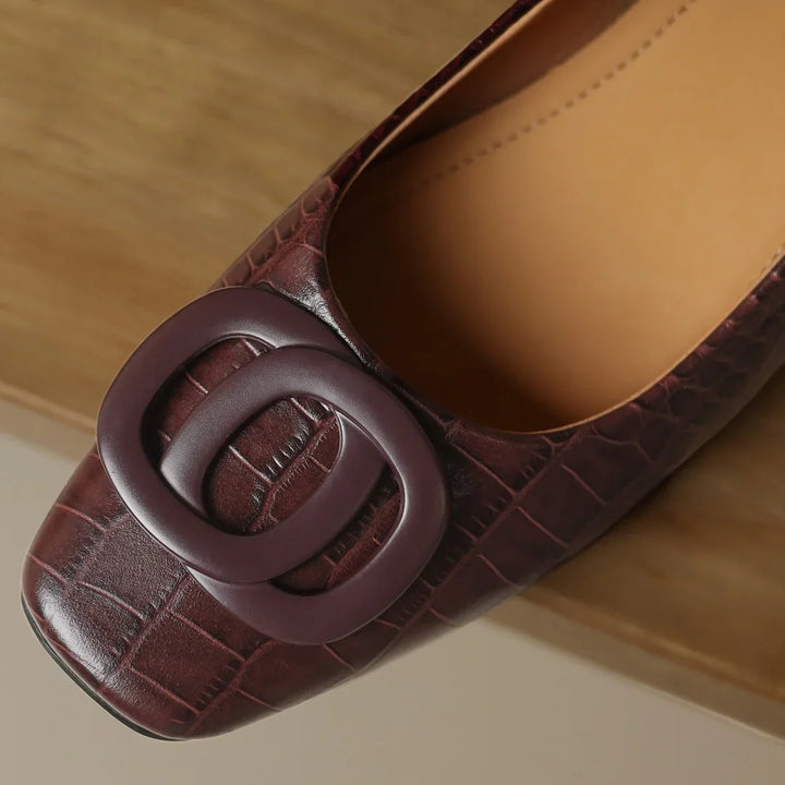Hollis | Leather Buckle Low Heel Pumps