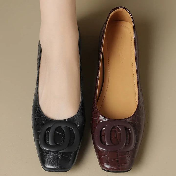 Hollis | Leather Buckle Low Heel Pumps