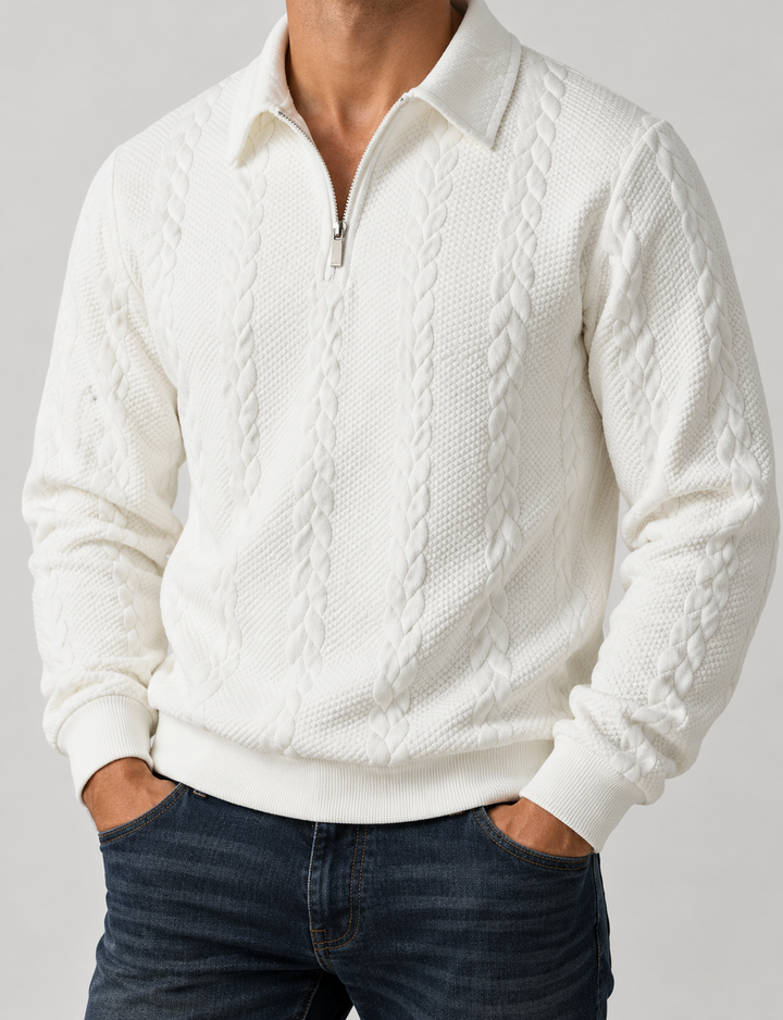 JULIAN | Cable knit half-zip sweater