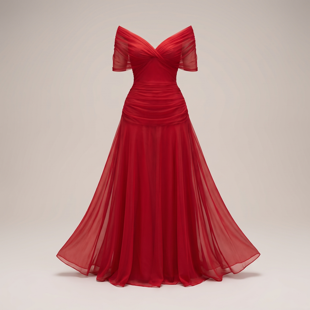 GRACEFUL V-NECK PARTY DRESS