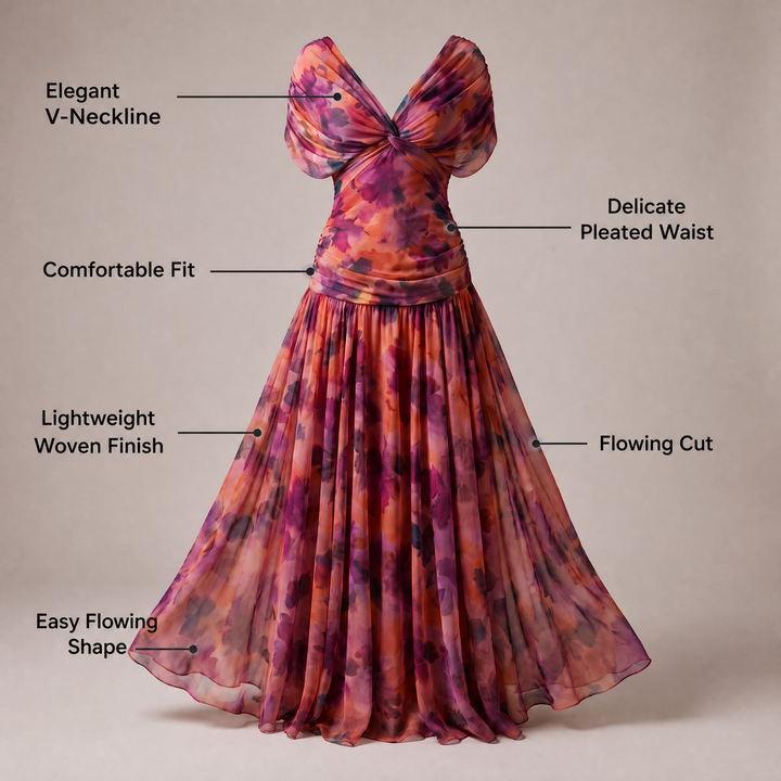 GRACEFUL V-NECK PARTY DRESS