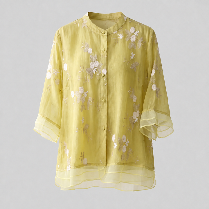 EMILY COTTON TOP WITH EMBROIDERED FLOWERS