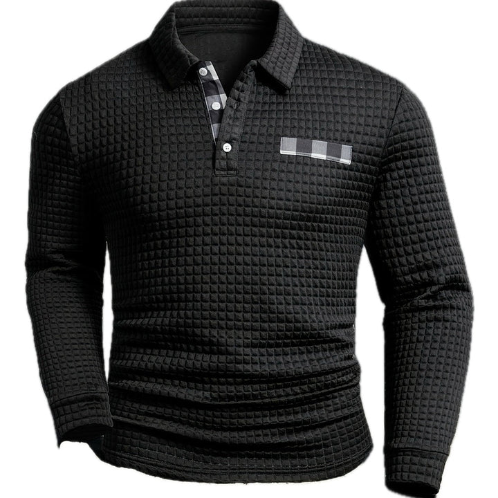 James | Textured Long-Sleeve Polo Shirt