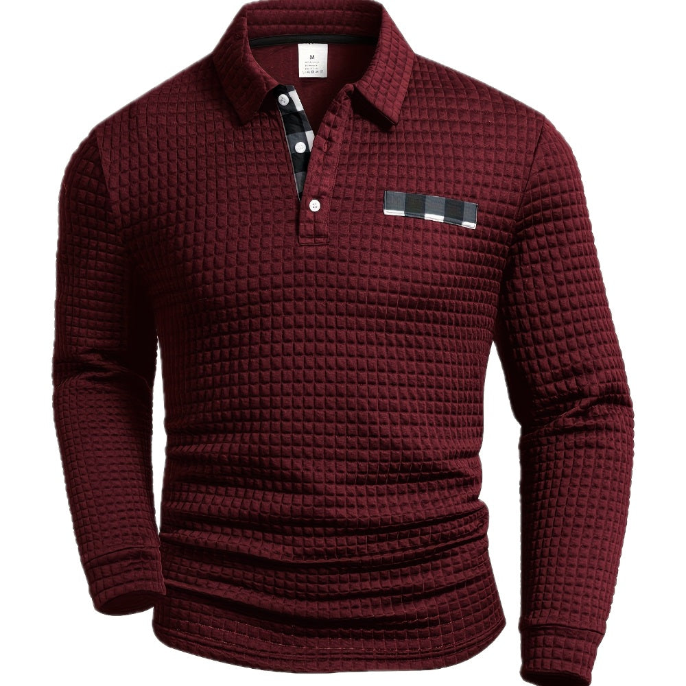 James | Textured Long-Sleeve Polo Shirt