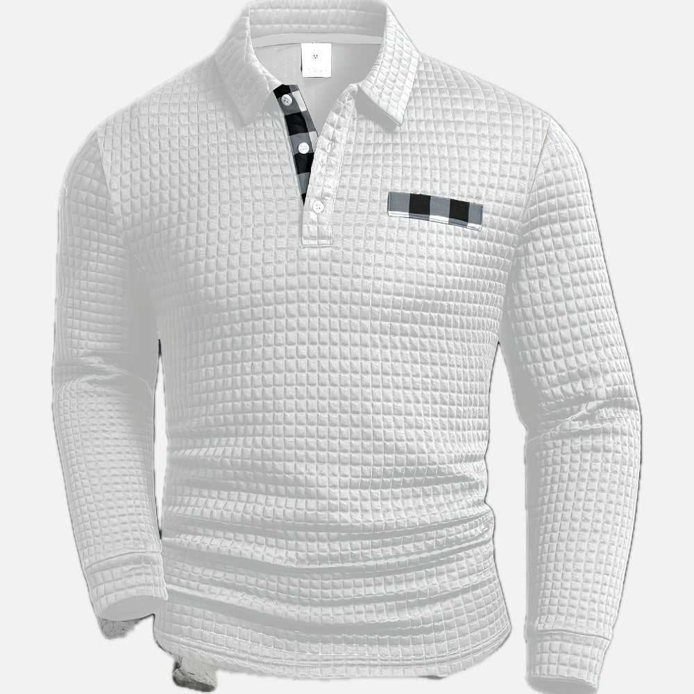 James | Textured Long-Sleeve Polo Shirt