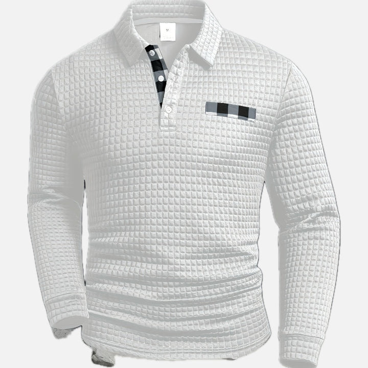 James | Textured Long-Sleeve Polo Shirt