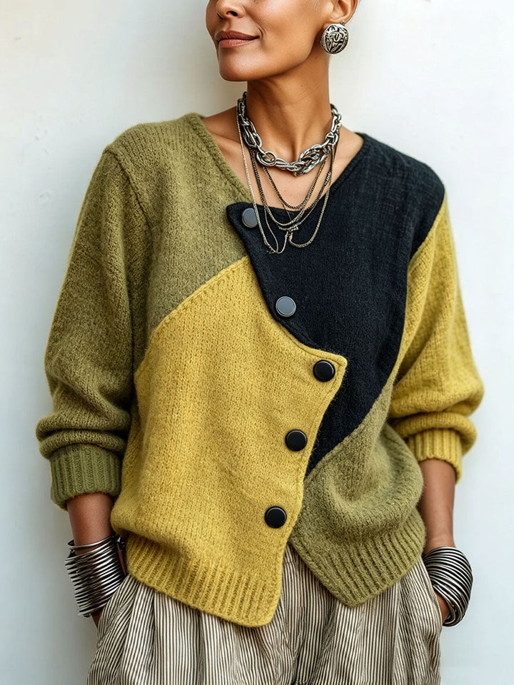 Charlotte | Cosy Asymmetric Colour Block Knit Jumper